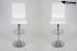 2 x Barstool white height adjustable with padded and stitched backrest - "Ron"