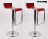 2 x Barstool wine-red height adjustable by gas lift action -