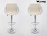 2 x Design Barstool creme-coloured height adjustable with padded backrest and chrome plated armrest - "Barbara"