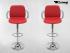 2 x Design Barstool red height adjustable with padded backrest and chrome plated armrest - "Barbara"