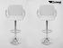 2 x Design Barstool white height adjustable with padded backrest and chrome plated armrest - "Barbara"