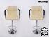 2 x Designer Barstool  beige GENUINE LEATHER height adjustable with padded backrest and removable armrest - "Theo"