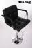 2 x Designer Barstool  black height adjustable with padded backrest and removable armrest - "Theo"