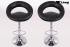 2 x Designer Barstool  black padded height adjustable by gas lift action - "Clemens"