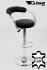 2 x Designer Barstool  black REAL LEATHER height adjustable by gas lift action &#8211;