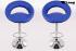 2 x Designer Barstool blue padded height adjustable by gas lift action - "Clemens"