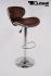 2 x Designer Barstool brown padded height adjustable by gas lift action - "Tom"