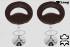 2 x Designer Barstool brown REAL LEATHER height adjustable by gas lift action - "Clemens"