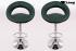 2 x Designer Barstool dark green padded height adjustable by gas lift action - "Clemens"