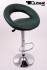 2 x Designer Barstool dark green padded height adjustable by gas lift action - "Clemens"