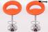 2 x Designer Barstool orange padded height adjustable by gas lift action -