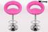 2 x Designer Barstool pink padded height adjustable by gas lift action - "Clemens"