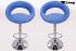 2 x Designer Barstool plush blue padded height adjustable by gas lift action - "Clemens"