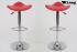 2 x Designer Barstool red height adjustable, ergonomically shaped seat - "Simon"