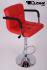 2 x Designer Barstool red height adjustable with padded backrest and removable armrest - "Theo"