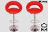 2 x Designer Barstool red REAL LEATHER height adjustable by gas lift action - "Clemens"