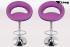 2 x Designer Barstool violet padded height adjustable by gas lift action - "Clemens"