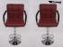 2 x Designer Barstool weinred GENUINE LEATHER height adjustable with padded backrest and removable armrest - "Theo"