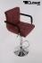 2 x Designer Barstool weinred GENUINE LEATHER height adjustable with padded backrest and removable armrest - "Theo"