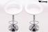 2 x Designer Barstool  white padded height adjustable by gas lift action - "Clemens"