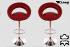 2 x Designer Barstool wine red REAL LEATHER height adjustable by gas lift action - "Clemens"