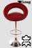 2 x Designer Barstool wine red REAL LEATHER height adjustable by gas lift action - "Clemens"