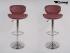 2 x Designer Barstool winered padded height adjustable by gas lift action - "Tom"