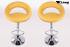 2 x Designer Barstool yellow padded height adjustable by gas lift action - "Clemens"