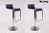 2x Barhocker blau hhenverstellbar mittels Gasdruckfeder mit Design Chromfusttze - "Vanessa"