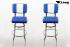 2x Barhocker blau/weiss, B-WARE, gepolstert, Rckenlehne, chrome "Maik"
