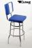 2x Barhocker blau/weiss, B-WARE, gepolstert, Rckenlehne, chrome "Maik"