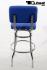 2x Barhocker blau/weiss, B-WARE, gepolstert, Rckenlehne, chrome "Maik"