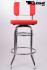 2x Barhocker rot/wei, B-WARE, gepolstert, Rckenlehne, chrome "Maik"