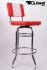 2x Barhocker rot/wei, B-WARE, gepolstert, Rckenlehne, chrome "Maik"