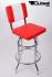 2x Barhocker rot/wei, B-WARE, gepolstert, Rckenlehne, chrome "Maik"
