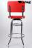 2x Barhocker rot/wei, B-WARE, gepolstert, Rckenlehne, chrome "Maik"