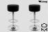 2x Barstool black REAL LEATHER height adjustable round seat classical comfortably padded - "Tan"