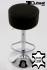 2x Barstool black REAL LEATHER height adjustable round seat classical comfortably padded - "Tan"