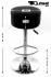 2x Barstool black REAL LEATHER height adjustable round seat classical comfortably padded - "Tan"