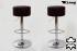 2x Barstool brown REAL LEATHER height adjustable round seat classical comfortably padded - "Tan"