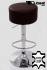 2x Barstool brown REAL LEATHER height adjustable round seat classical comfortably padded - "Tan"