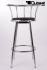 2x Barstool Chrome Design, Black Padded Seat "Martin"