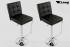2x Design Bar Stool, Height Adjustable, Black - "Jonathan"
