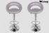 2x Designer Barstool silver padded height adjustable by gas lift action -