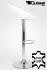 2x Designer Barstool  white REAL LEATHER height adjustable by gas lift action - "Clemens"