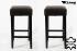 2x Edler Holzbarhocker Barhocker Holz braun Holzgestell schwarz ECHT LEDER "Ben"