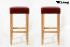 2x Edler Holzbarhocker Barhocker Holz weinrot Holzgestell Natur "Ben"