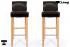 2x Edler Holzbarhocker braun Barhocker Holz Holzgestell Natur verstellbare Bodengleiter mit Rckenlehne "Chris"