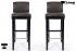 2x Edler Holzbarhocker braun Barhocker Holz Holzgestell schwarz mit Lehne und verstellbaren Bodengleitern "Chris"