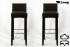 2x Edler Holzbarhocker braun Holzgestell B-WARE schwarz mit Lehne ECHT LEDER "Chris"
